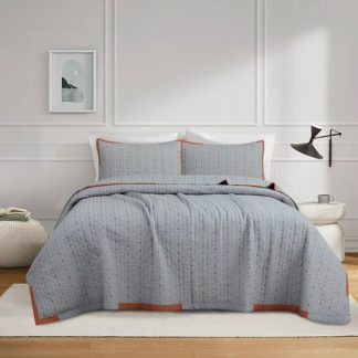 Washed cotton quilted bedspread set